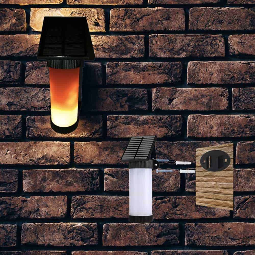 Solcell Vägglampa Nattlampa Med Flamma