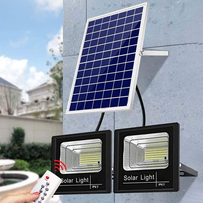 Solcell Strålkastare Dubbel 100 W (Fjärrkontroll)