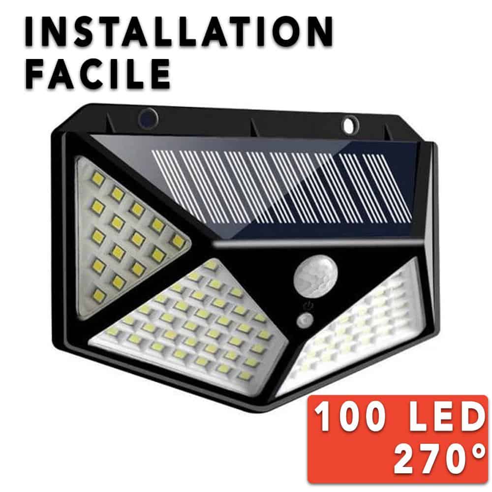Solcell Vägglampa 100 Led Svart (Pir)