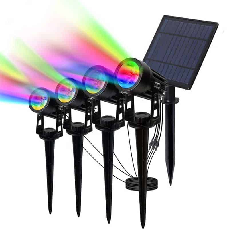 Solcellslampa Trädgård 4 Led Flerfärgad Projektor