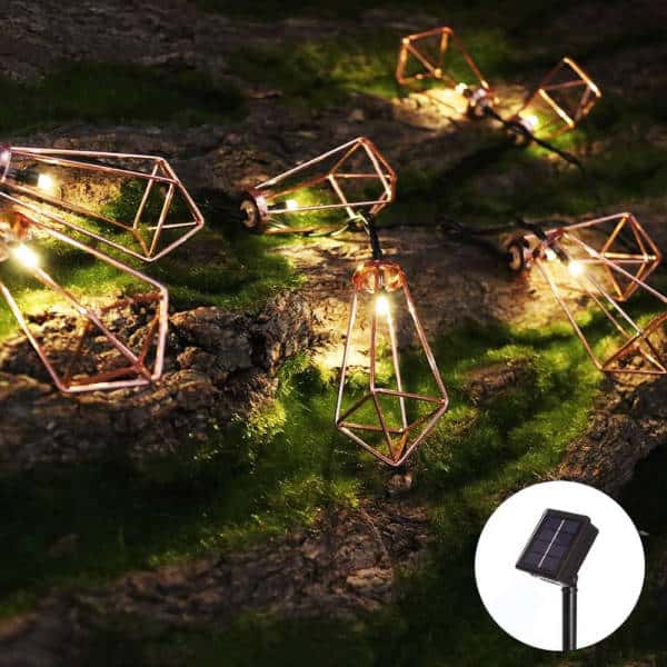 Solcell Ljusslinga Trädgård Koppartub 50 Led