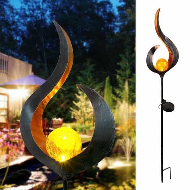 Solcellslampa Markspett Trädgården "Flammig Boll"