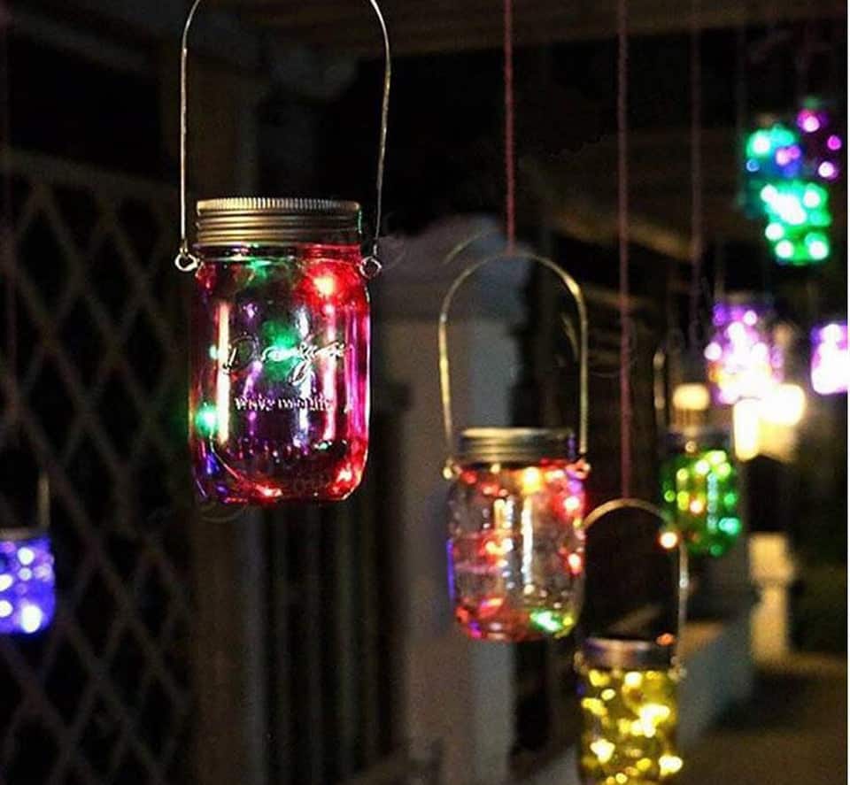 Solcells Ljusburk Dekoration Sol 10 Led Flerfärgad Lock