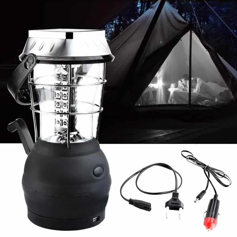 Solcellslampa Svart Silver Camping
