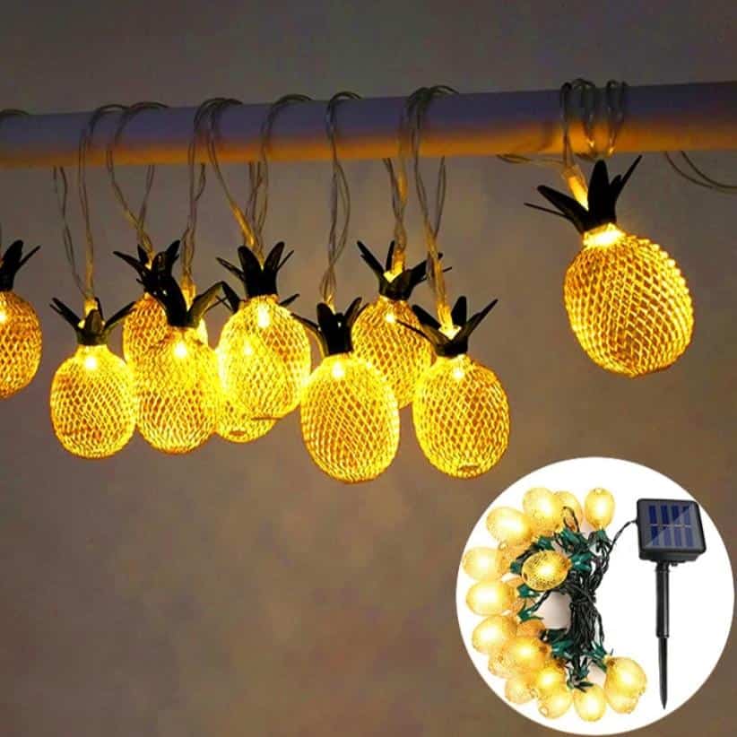 Ljusslinga Glödlampor Solcell 10 Ljus Upp Ananas